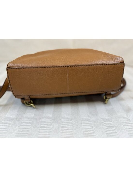 Fossil Brown/Tan Pebbled Leather Tote Bag Camilla Convertible Backpack Purse main image 10